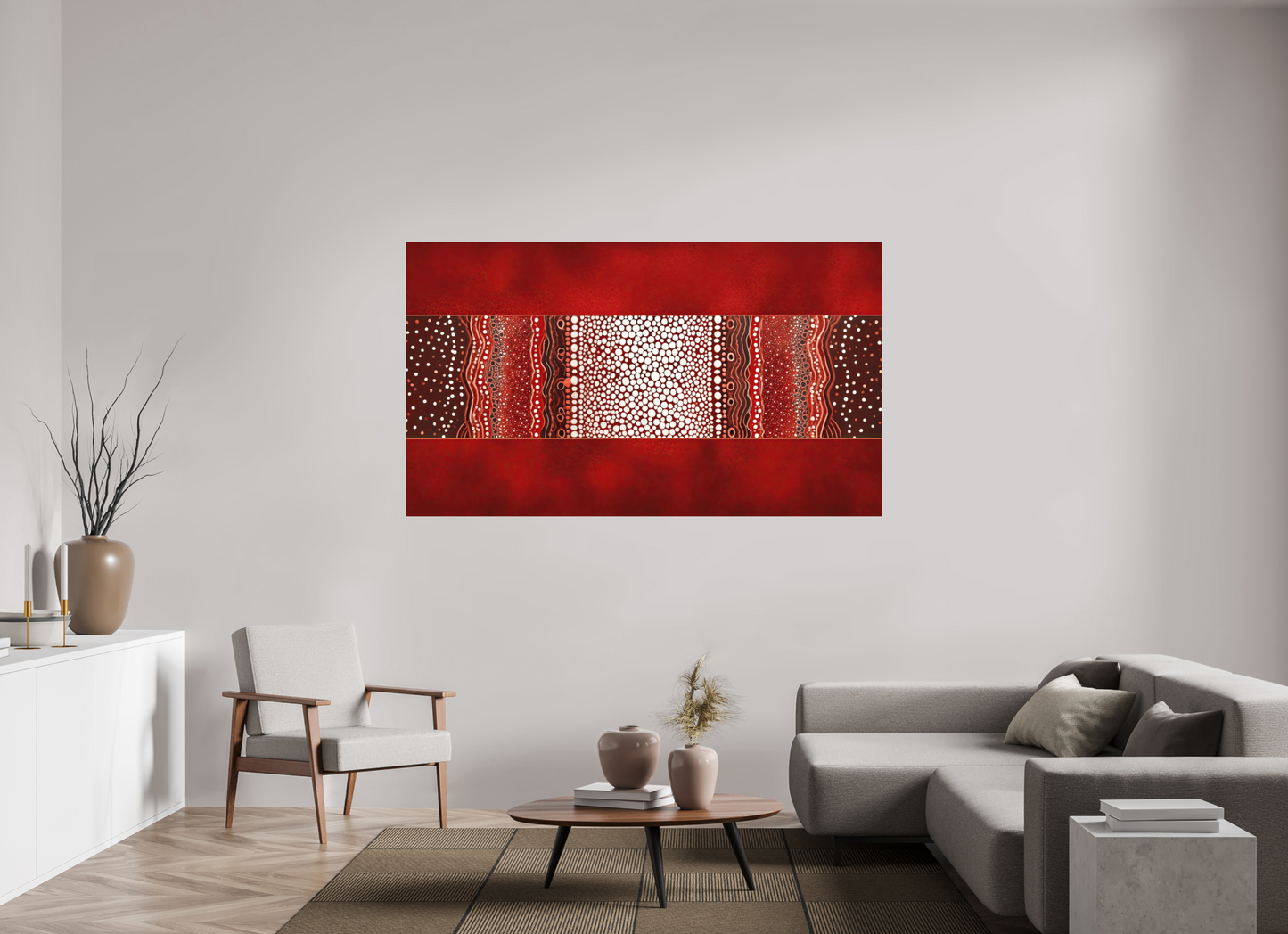 74.5 x 43″, Photo Print on Aluminum Backing Red Layers 1