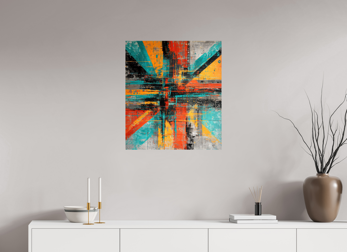 24 x 27.2″, Fine Art Print On Aluminum Dibond Abstract Paint Lines