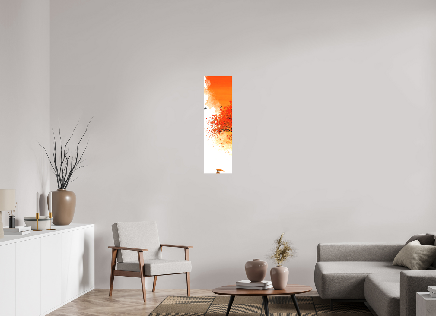 10 x 36″, Textile on Canvas Autumn Walk
