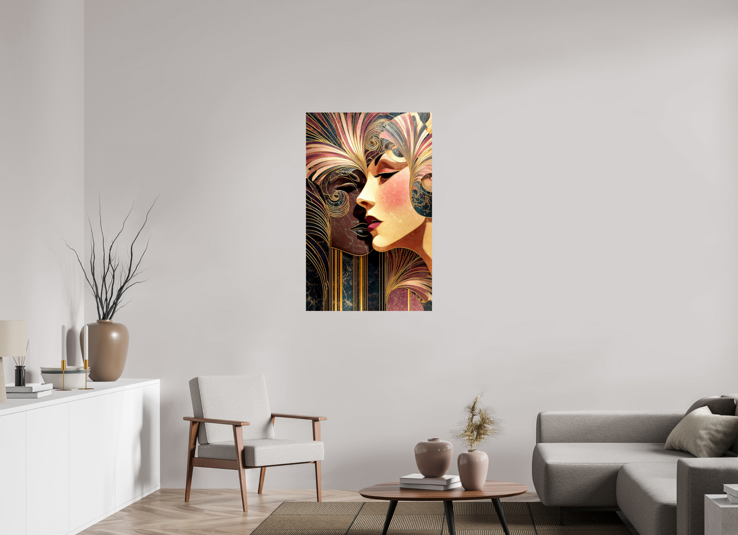 28 x 44.1″, Fine Art Print On Aluminum Dibond Art Deco Women