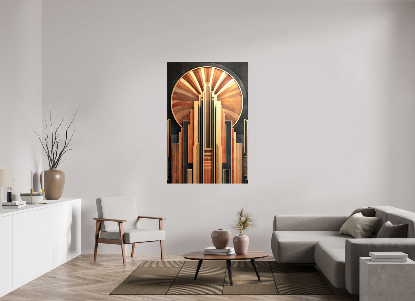 40 x 60″, Glossy Canvas Art Deco City 1