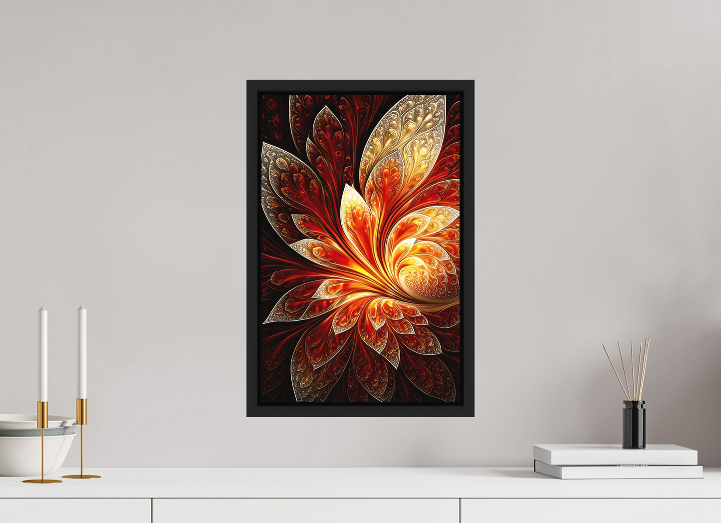 12 x 18.6″, Photo Print on Aluminum Backing with boarder Abstract Fire Flower