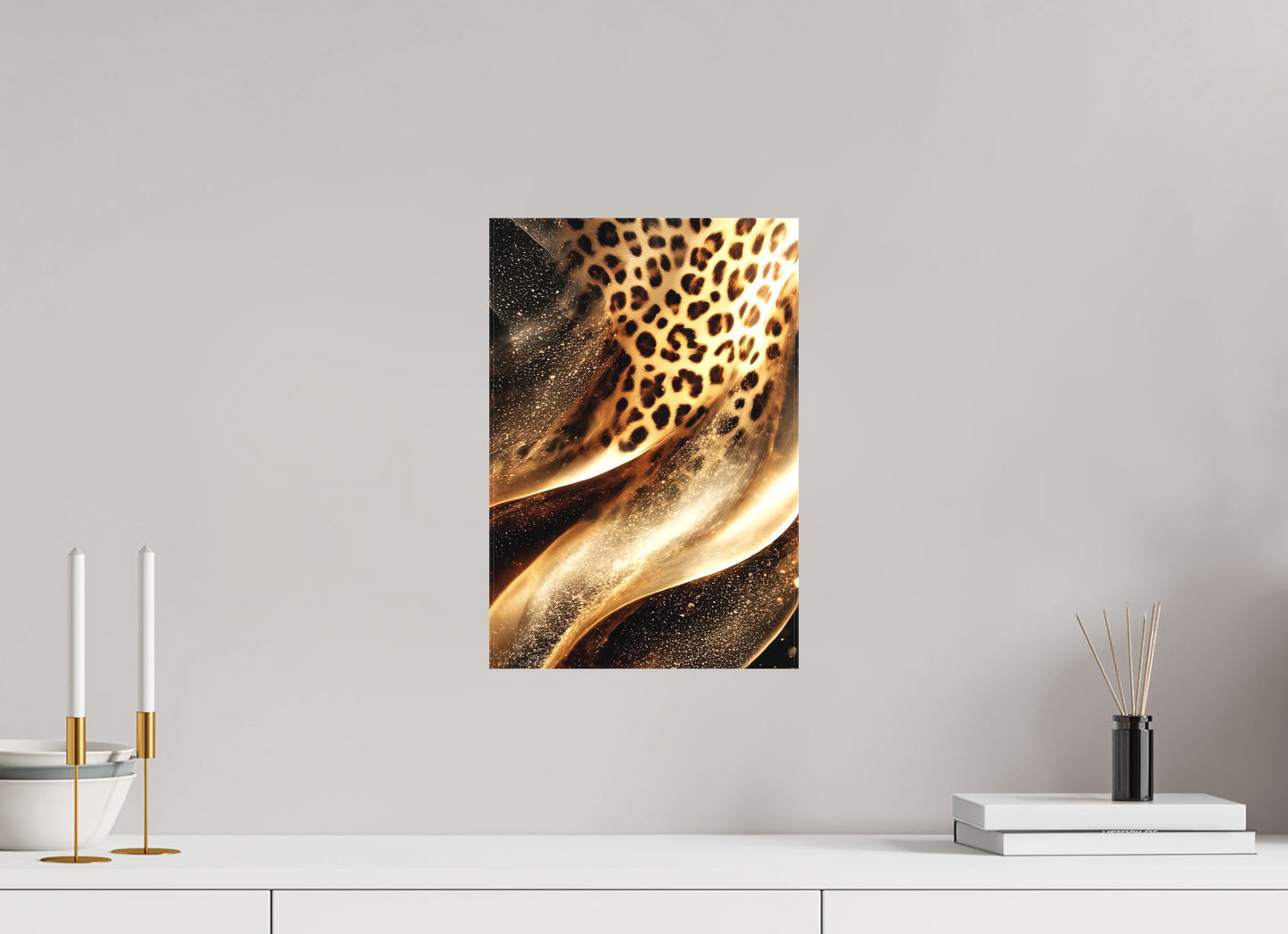 10 x 14.7″, Textile on Canvas Leopard Swirl