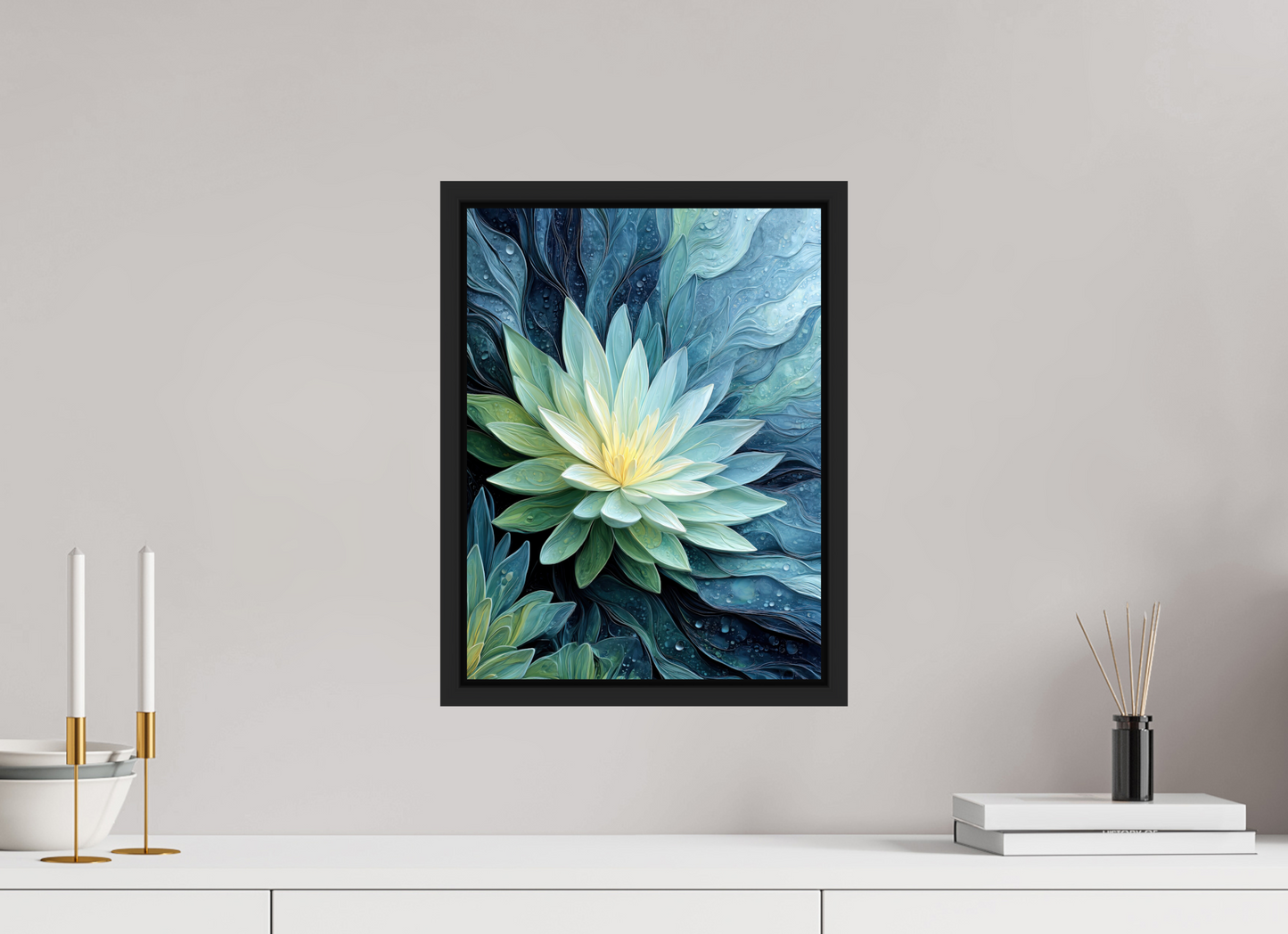 12 x 16″, Fine Art Print on Aluminum Dibond with Boarder Blue Lily
