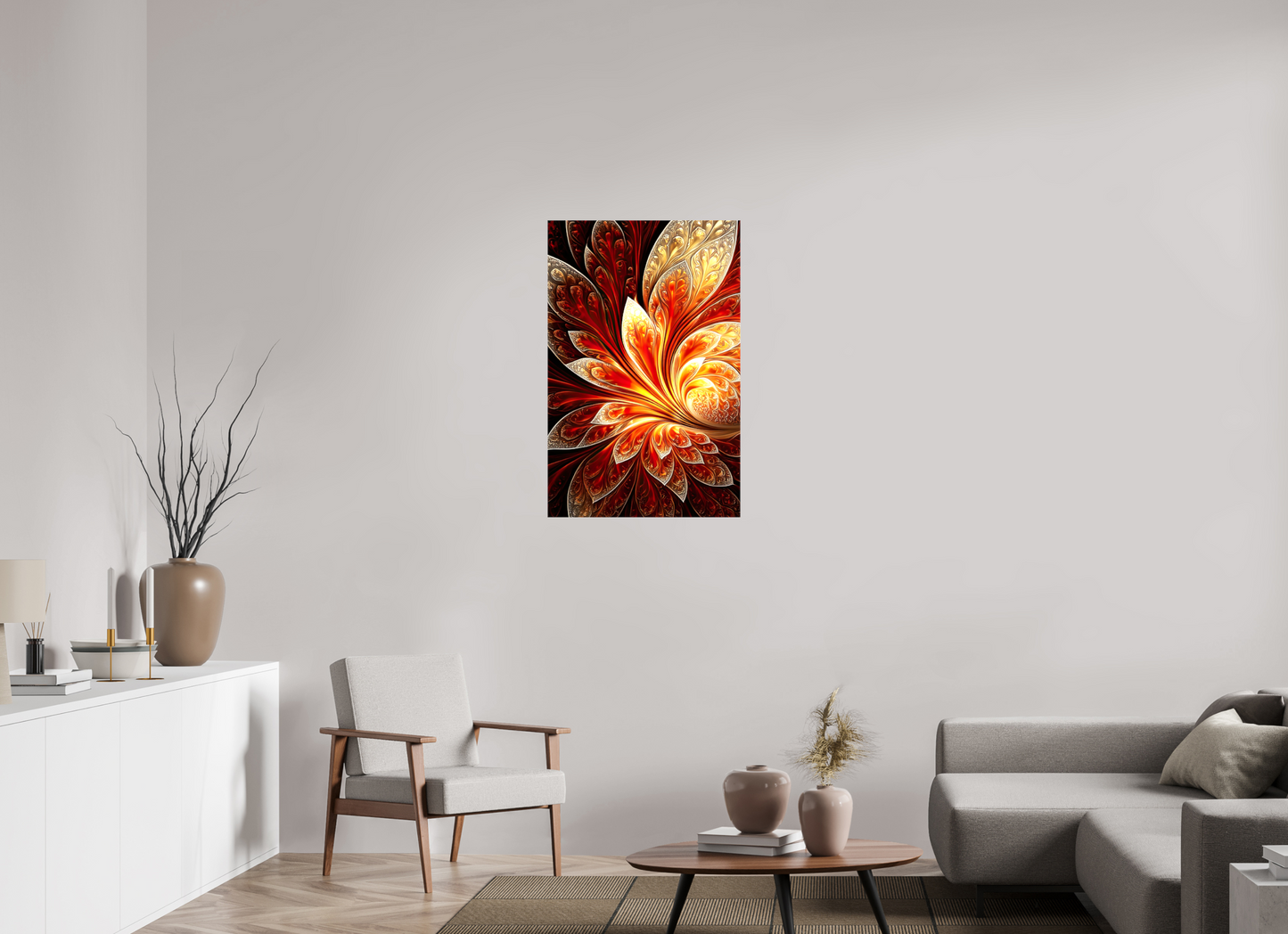 24 x 37.2″, Glossy Canvas Abstract Fire Flower