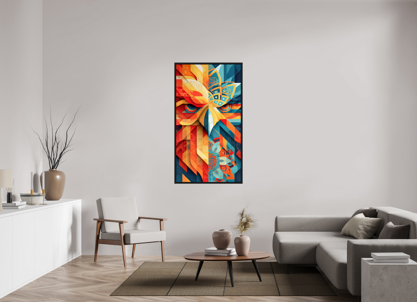 32 x 58.2″, Fine Art Print on Aluminum Dibond with Boarder Abstract Warm & Cold Eagle