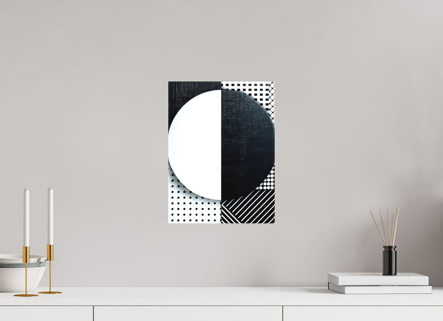 10 x 13.5″, Textile on Canvas Black & White 3