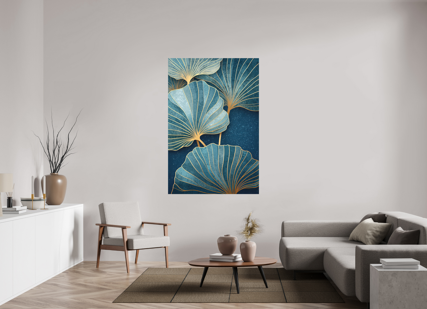 44 x 66″, Photo Print on Aluminum Backing Art Deco Flowers 2