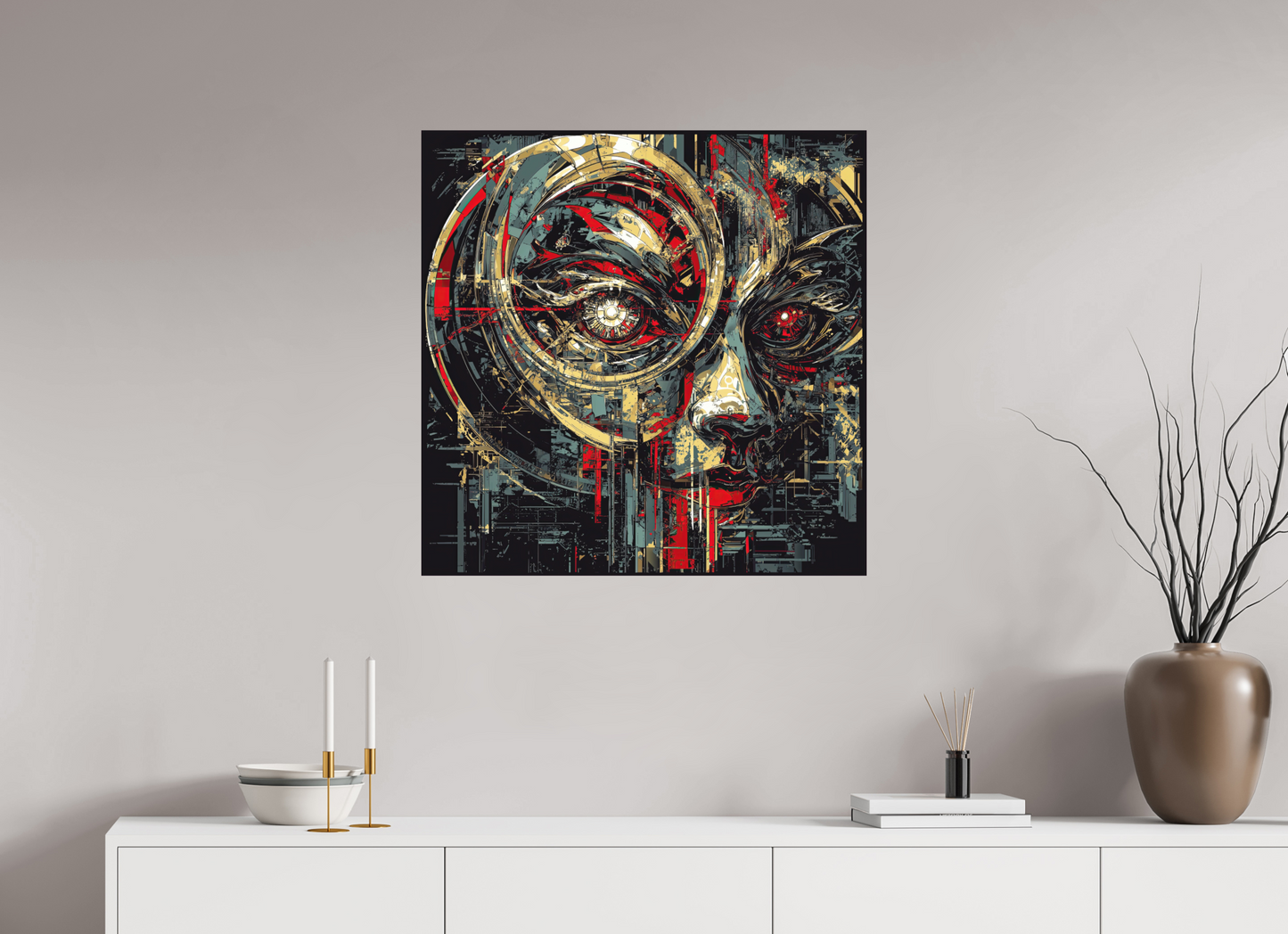 30 x 30″, Photo Print on Aluminum Backing Abstract Female Eye