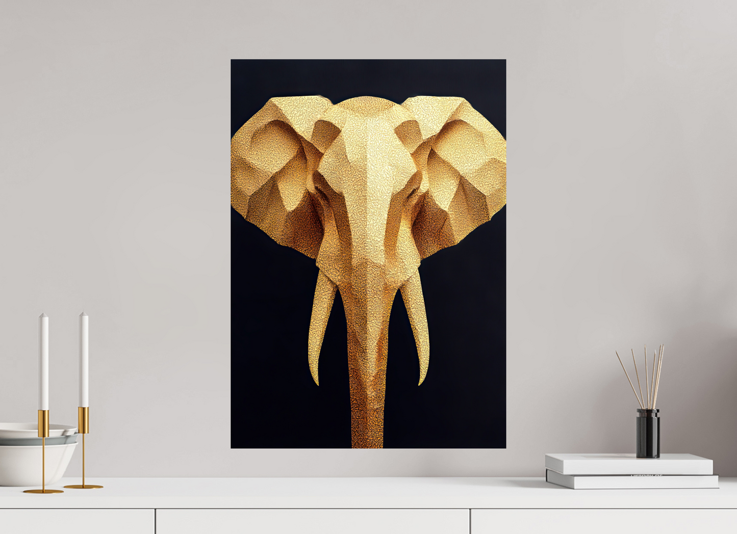 ISO A2 (42 x 59,4 cm), Fine Art Print On Aluminum Dibond Gold Elephant