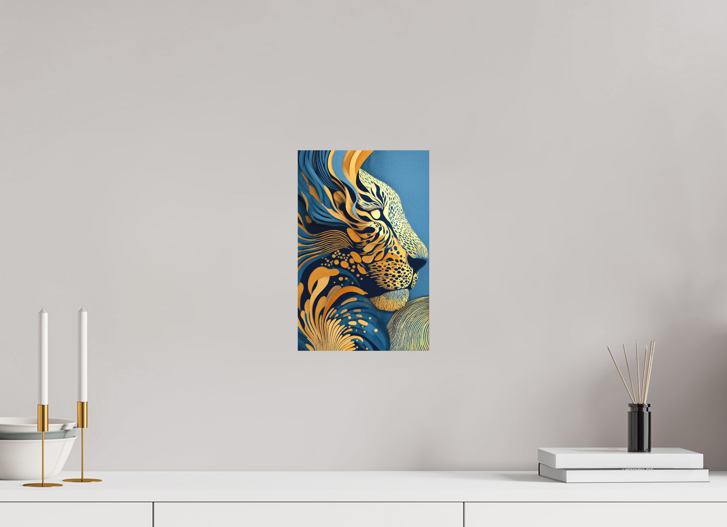 8 x 12.2″, Photo Print on Aluminum Backing Yellow & Blue Cheetah