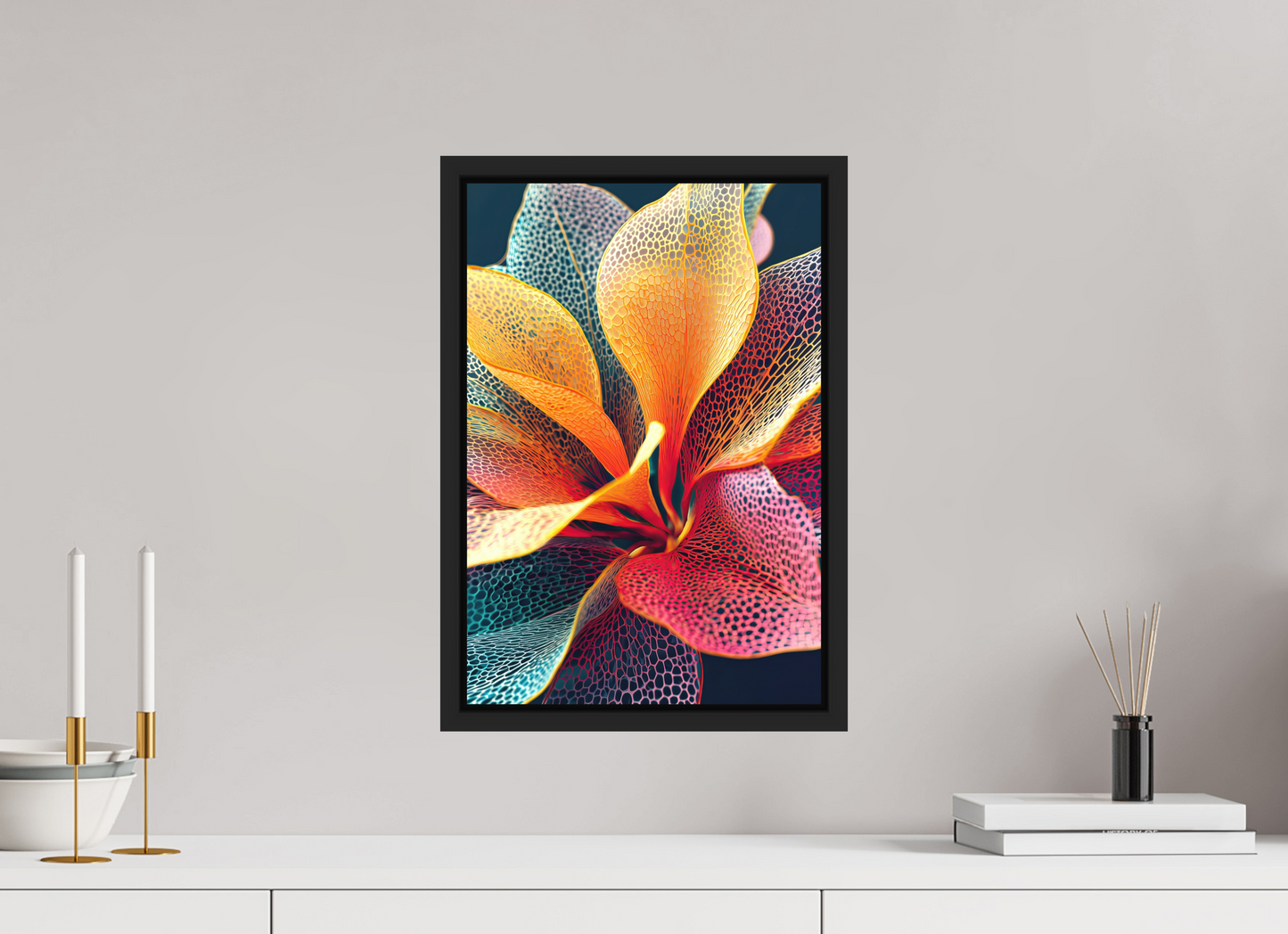 12 x 17.7″, Photo Print on Aluminum Backing with boarder Colorful Flower