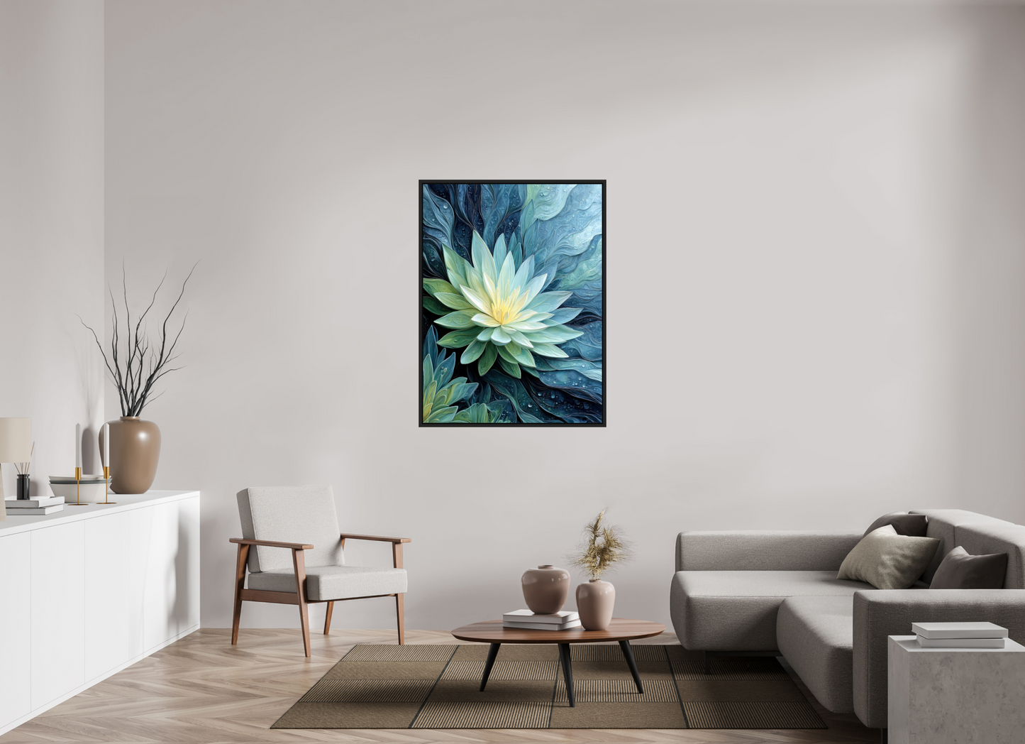 36 x 48″, Fine Art Print on Aluminum Dibond with Boarder Blue Lily