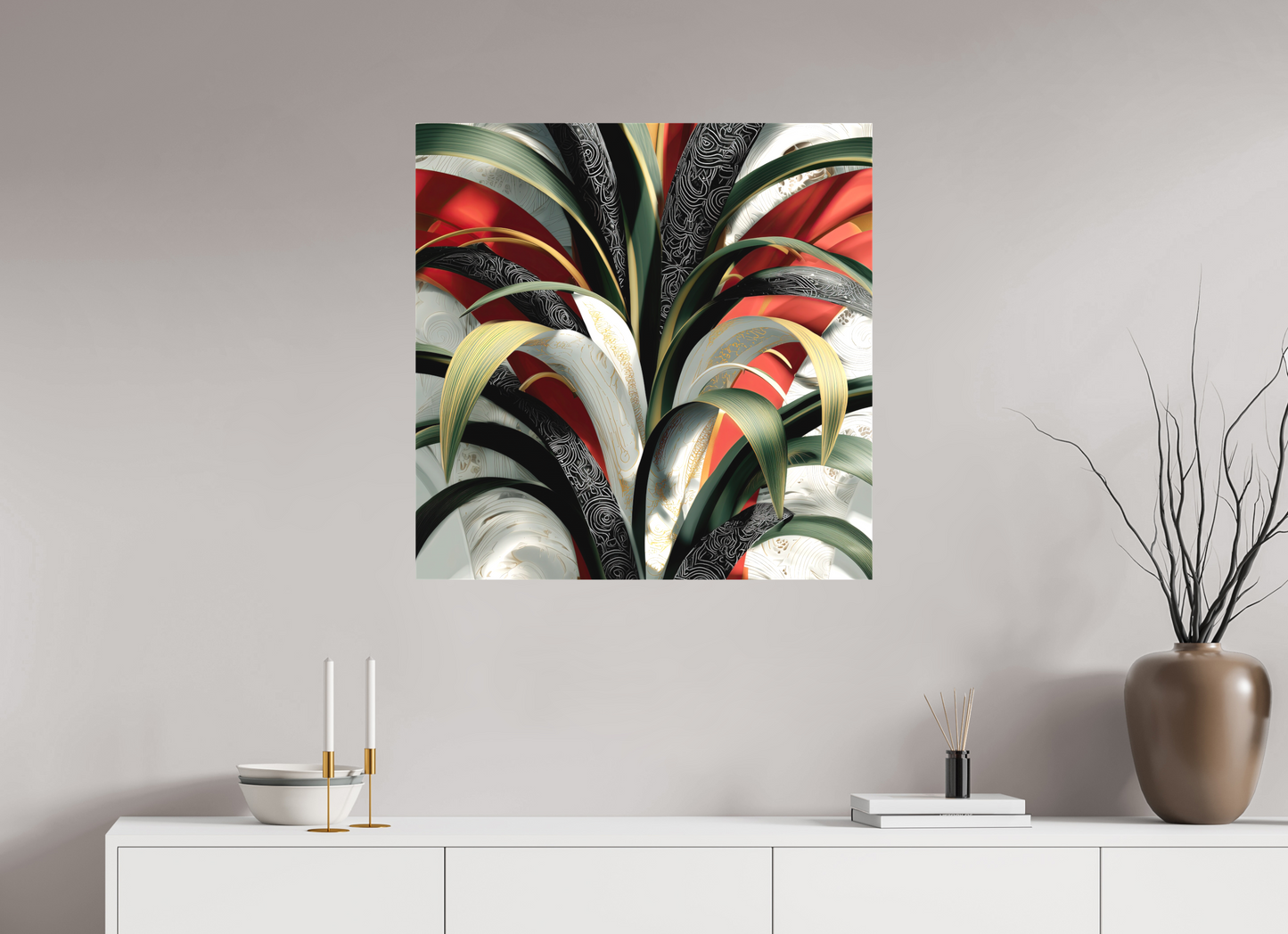 30 x 30″, Textile on Canvas House Plant