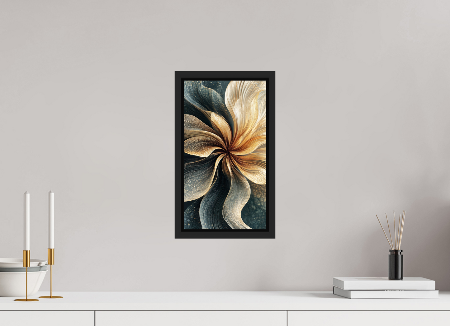 8 x 14.4″, Fine Art Print on Aluminum Dibond with Boarder Abstract Flower Swirl