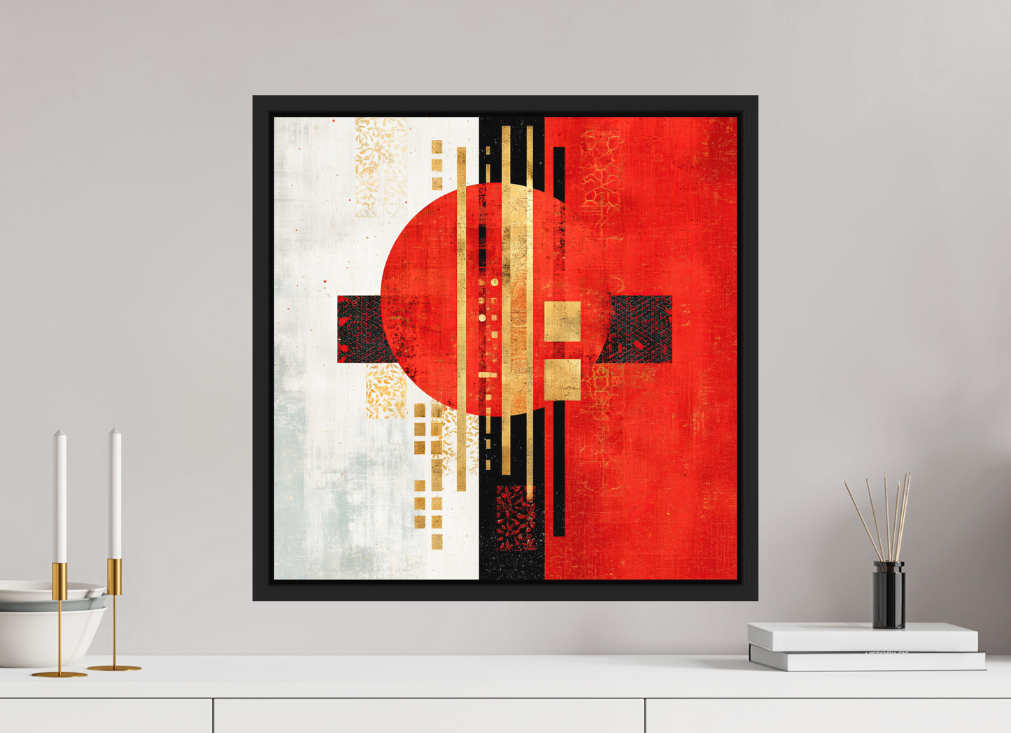20 x 20″, Photo Print on Aluminum Backing with boarder Abstract Rising Sun