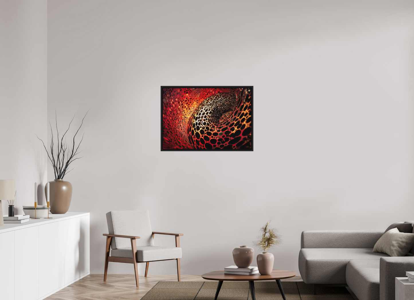 34.8 x 24″, Photo Print on Aluminum Backing with boarder Red Leopard