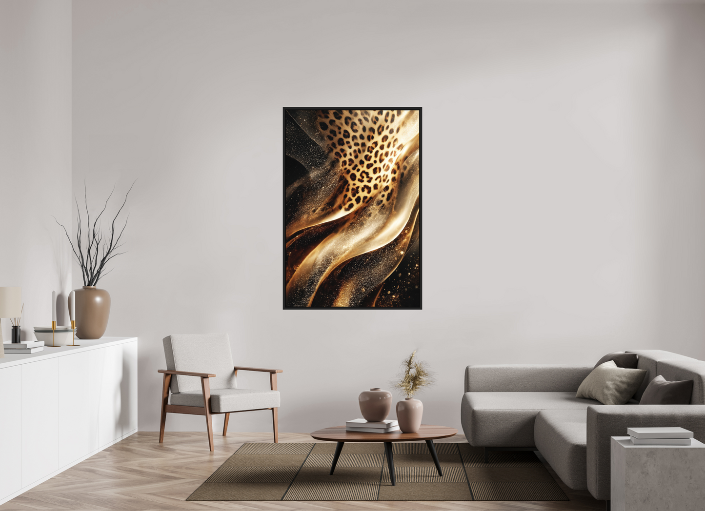 39 x 57.5″, Photo Print on Aluminum Backing with boarder Leopard Swirl