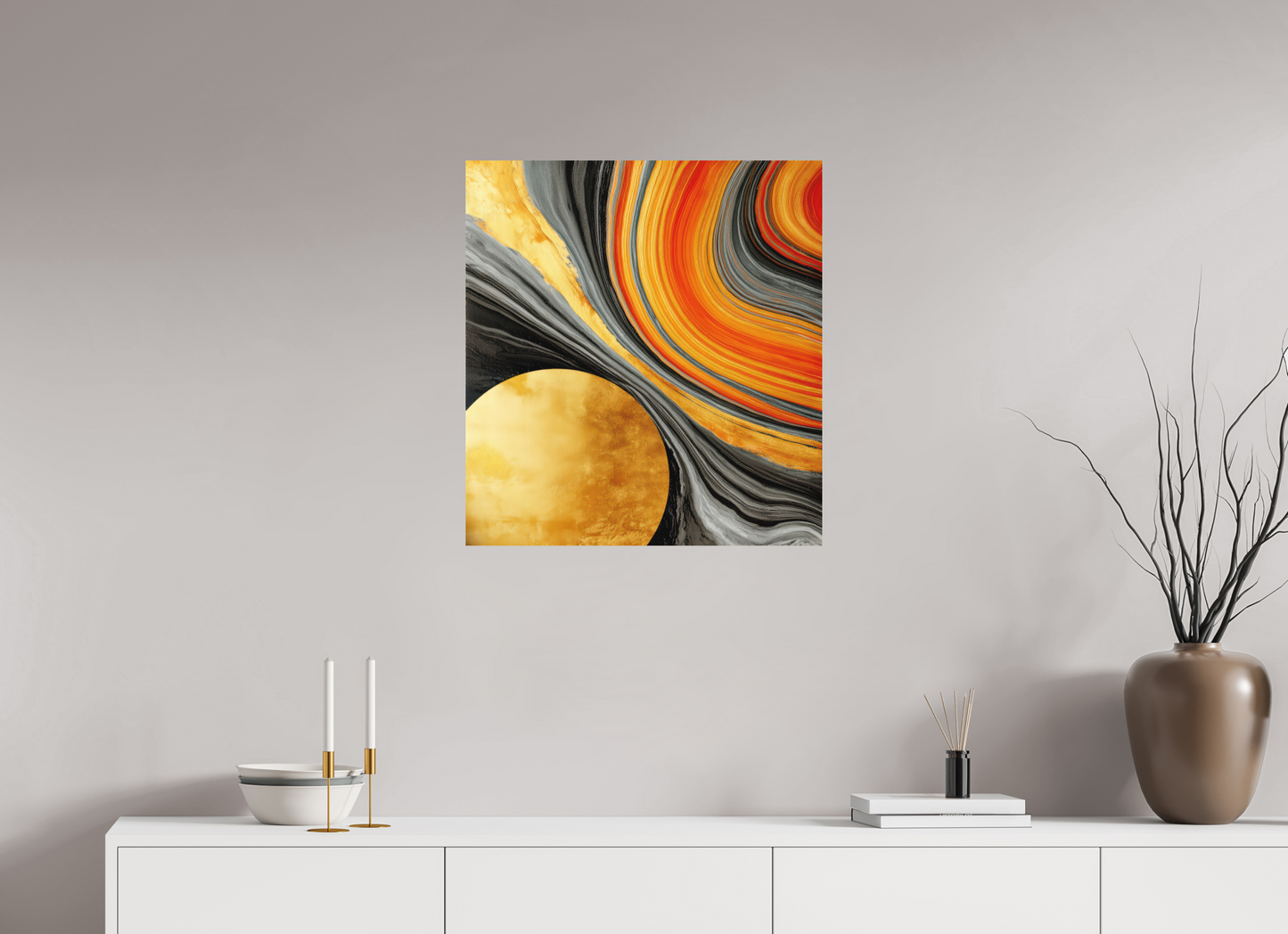 24 x 25.9″, Photo Print on Aluminum Backing Abstract Gold Geode