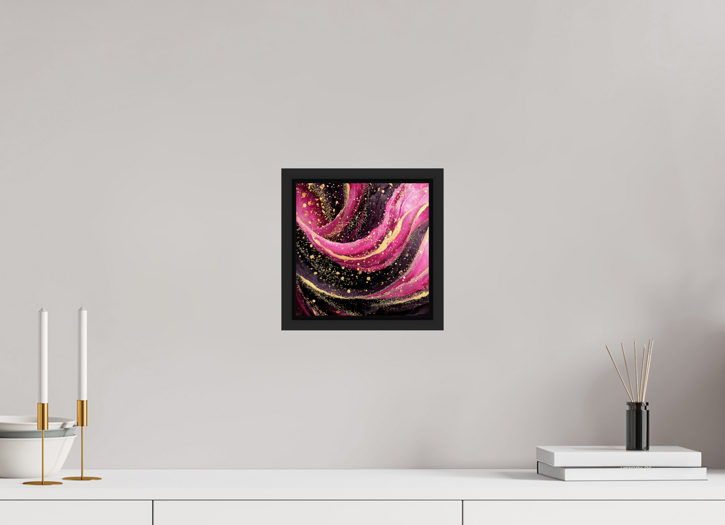 8 x 8″, Fine Art Print on Aluminum Dibond with Boarder Pink & Gold