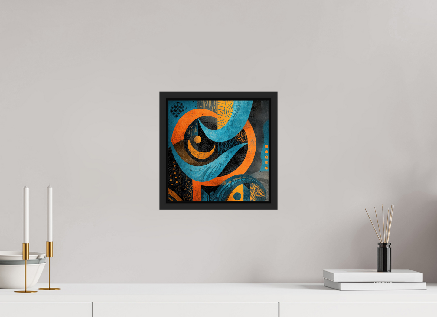 10 x 10″, Fine Art Print on Aluminum Dibond with Boarder Abstract Tribal 2