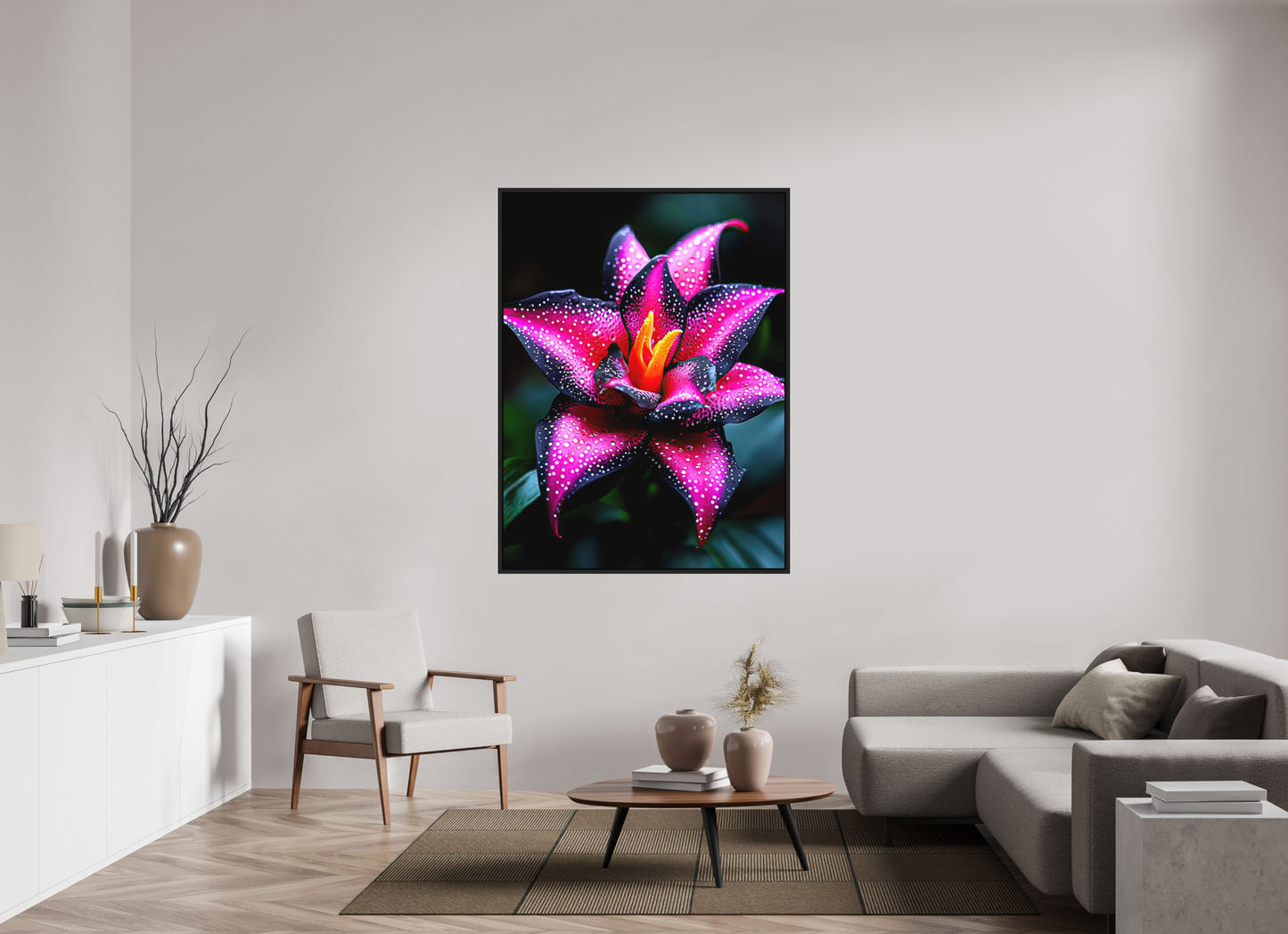 45 x 60″, Photo Print on Aluminum Backing with boarder Pink Poison Flower