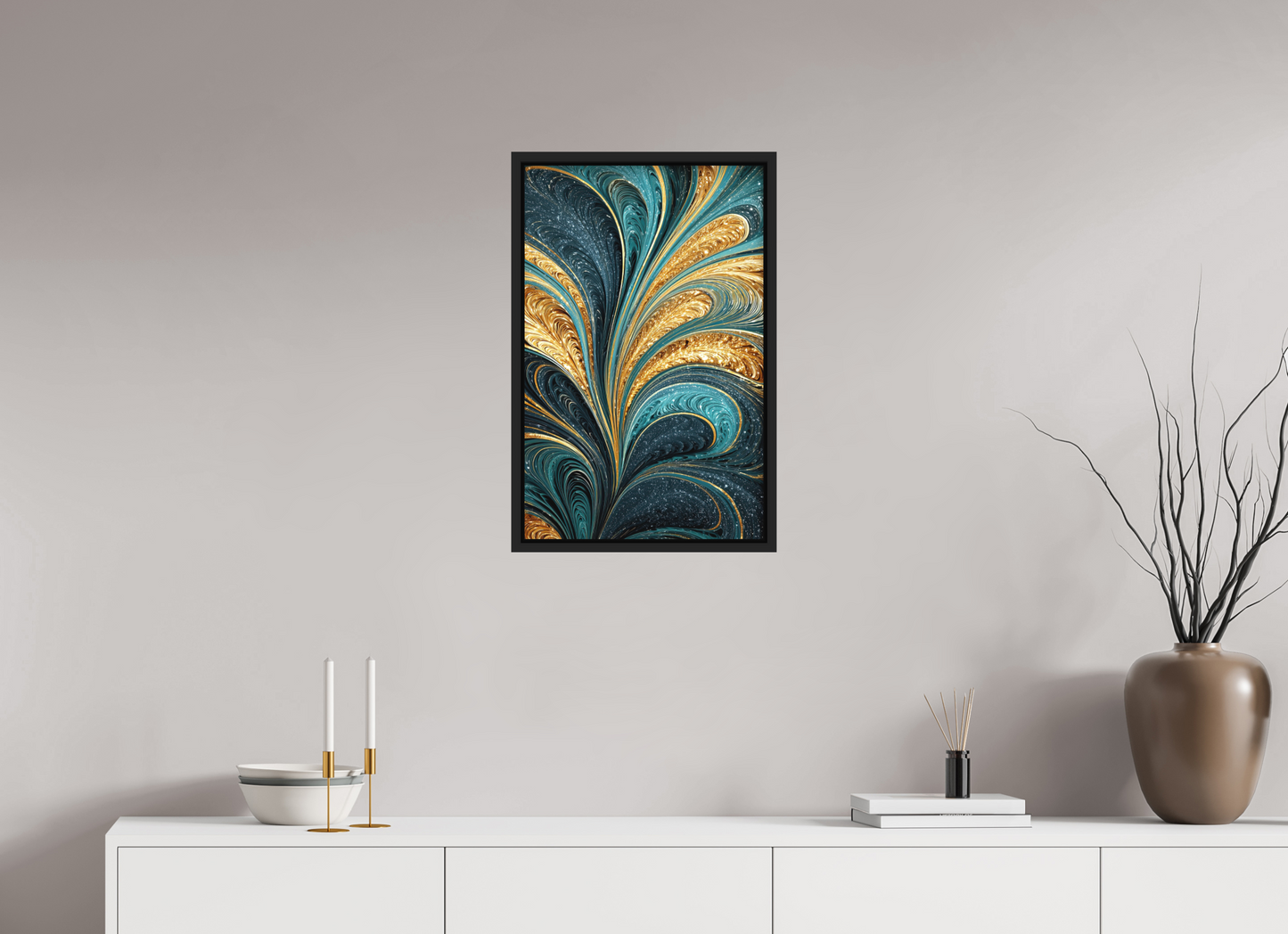 16 x 25″, Photo Print on Aluminum Backing with boarder Art Deco Swirl