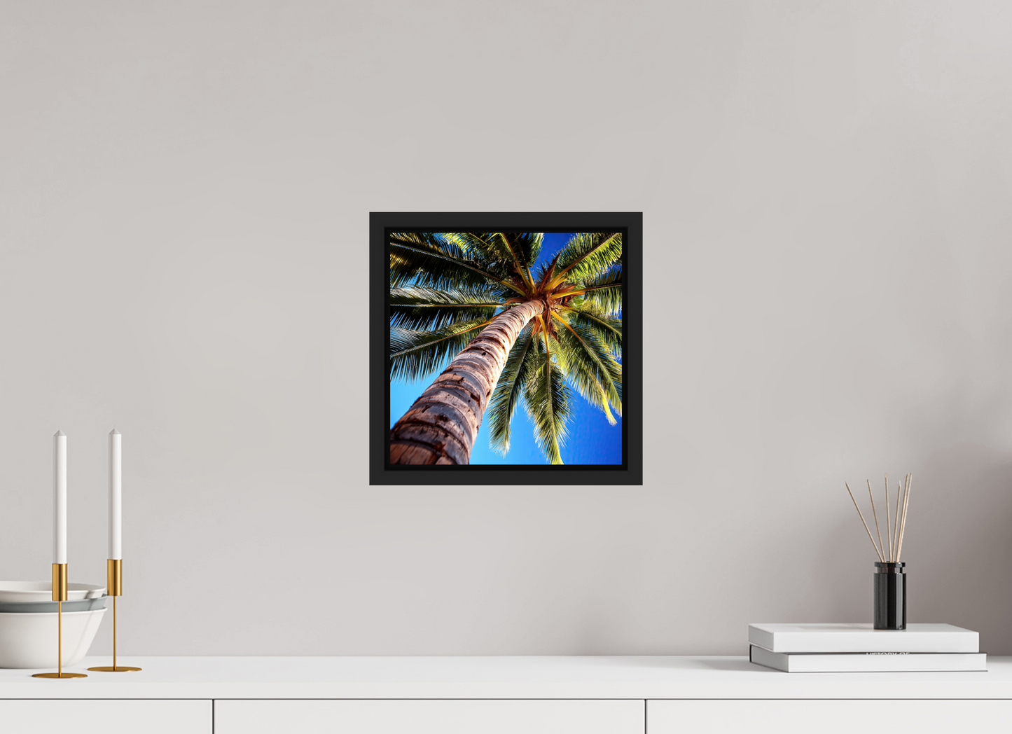 10 x 10″, Fine Art Print on Aluminum Dibond with Boarder Palm Tree