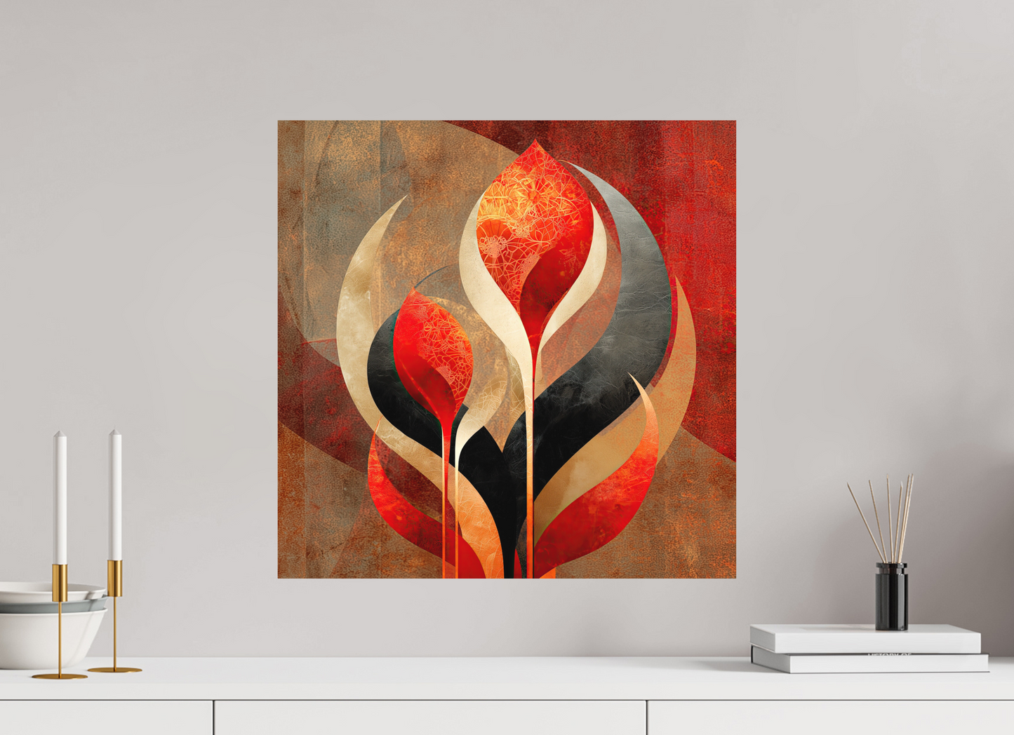 20 x 20″, Photo Print on Aluminum Backing Abstract Flowers 1