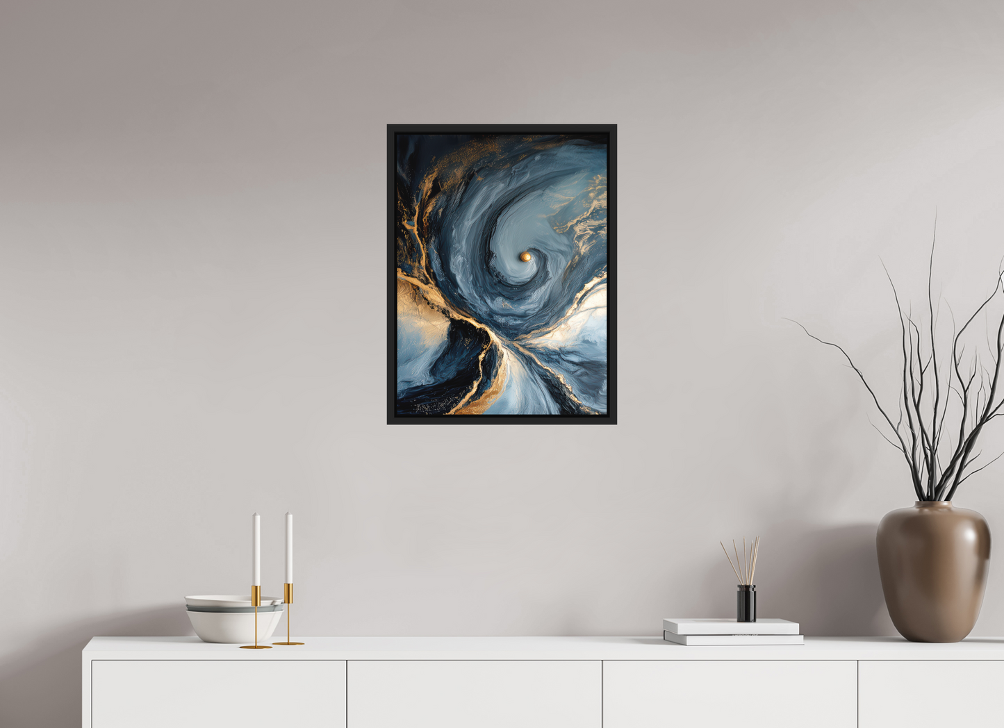 18 x 24″, Photo Print on Aluminum Backing with boarder Abstract Ocean Gold