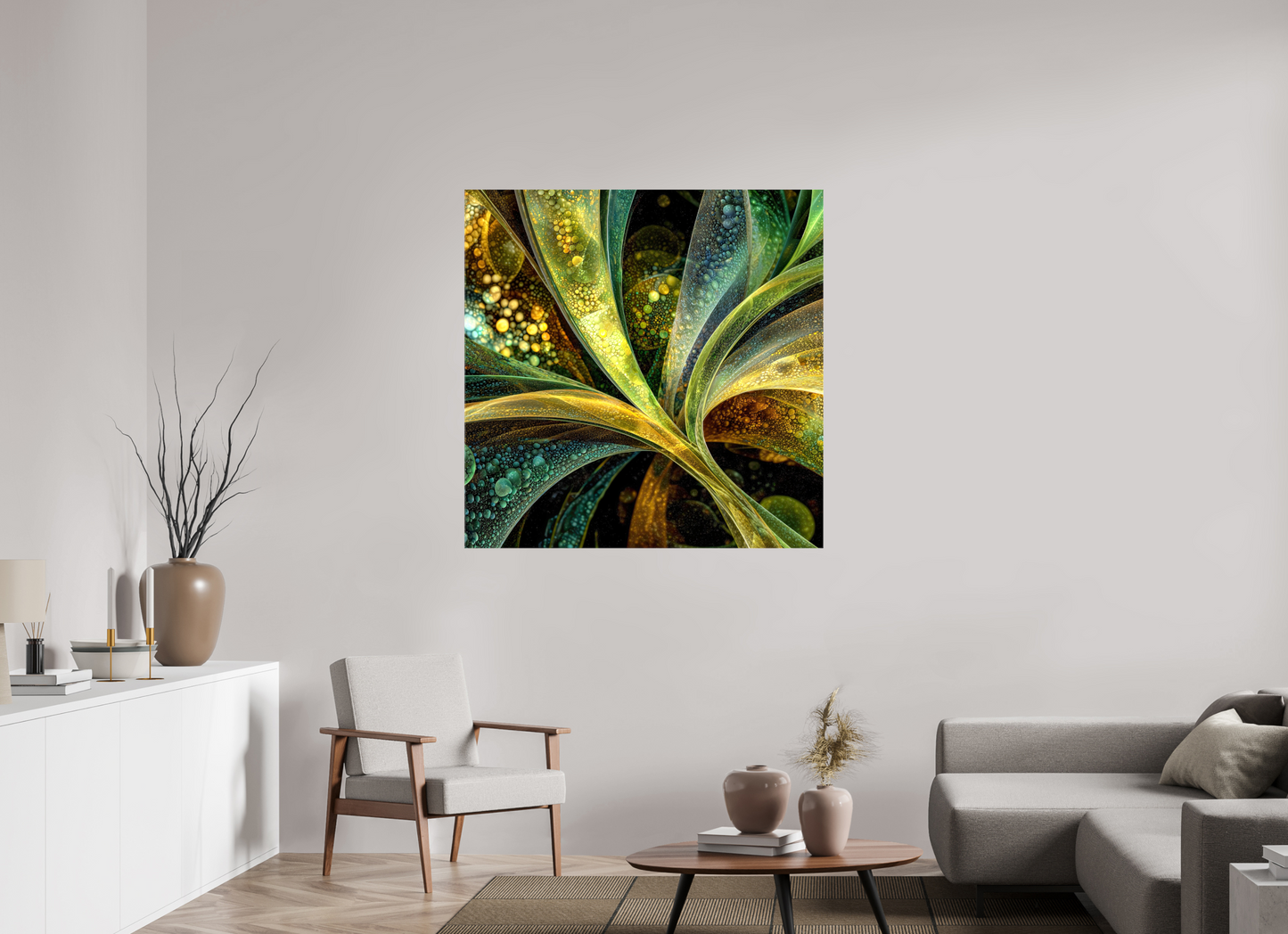 45 x 45″, Glossy Canvas Algae