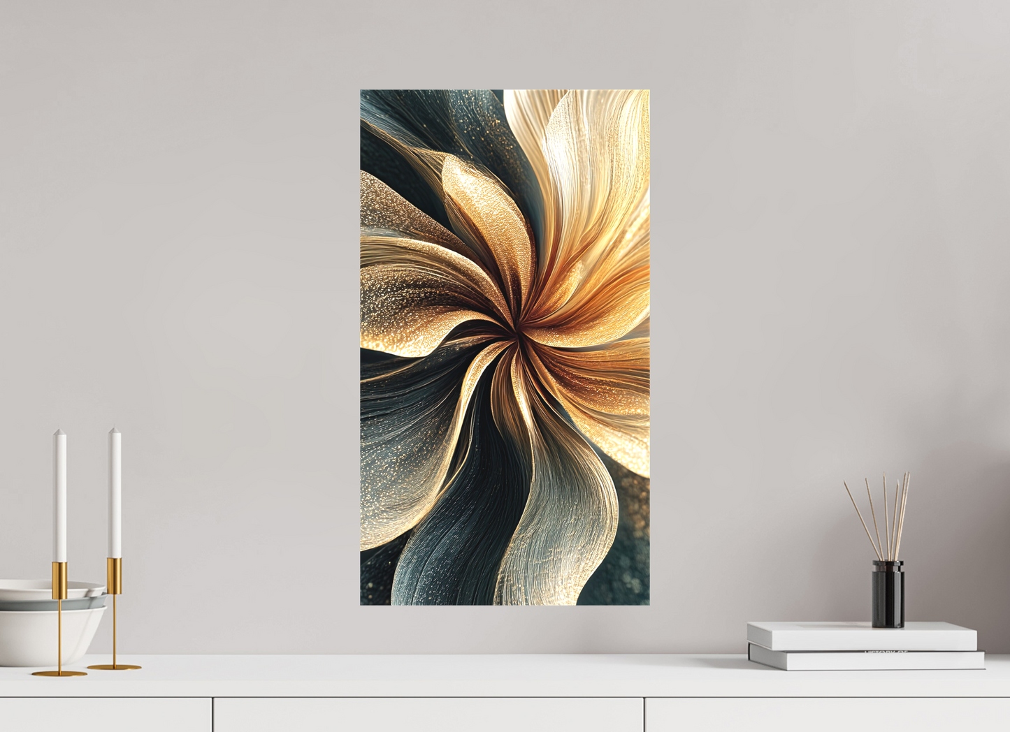 12 x 21.7″, Textile on Canvas Abstract Flower Swirl