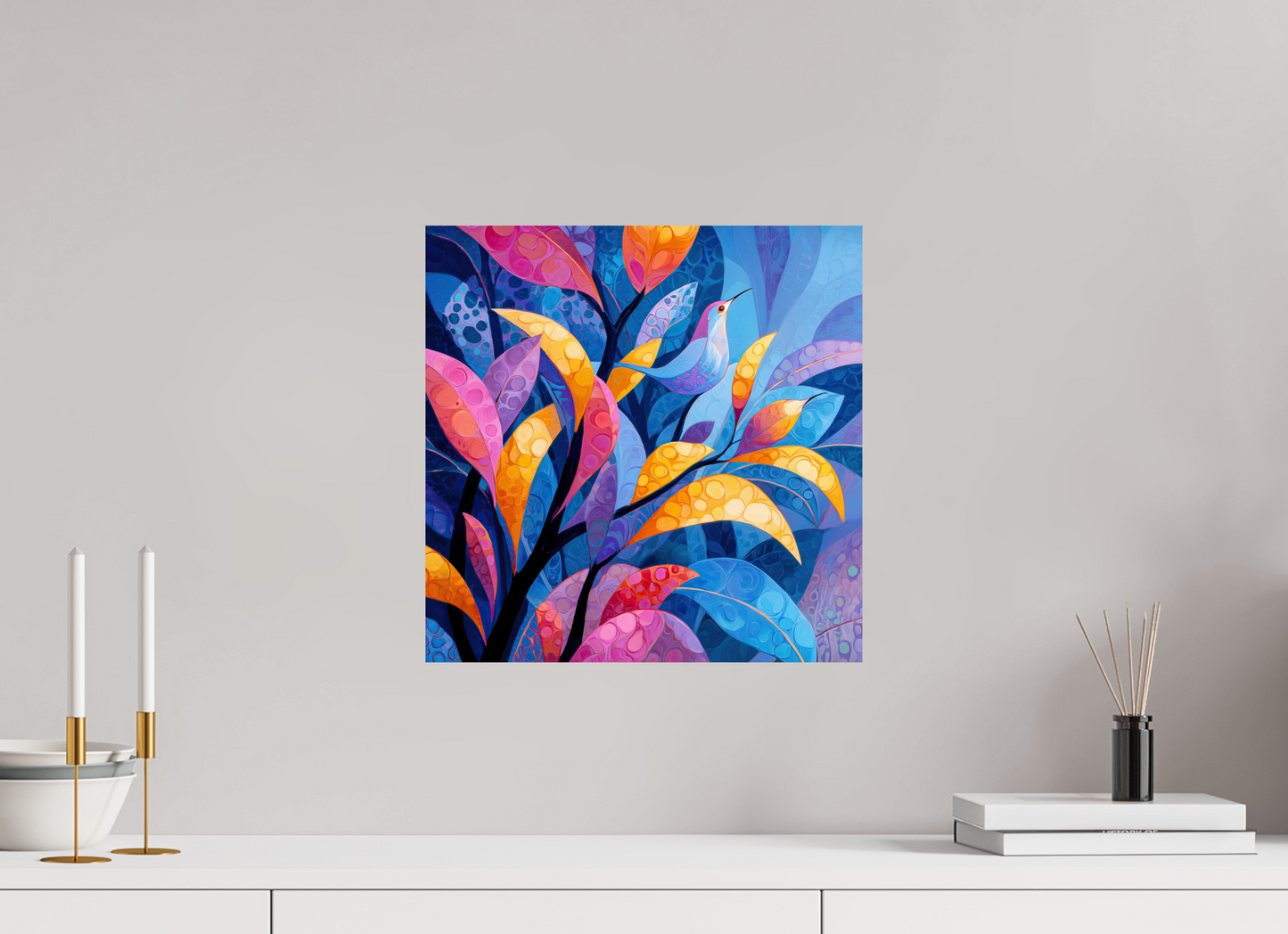 15 x 15″, Fine Art Print On Aluminum Dibond Tropical Bird