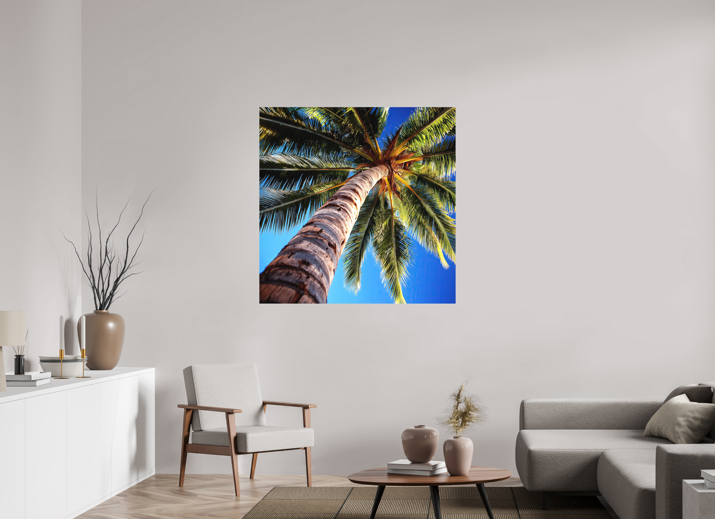 45 x 45″, Photo Print on Aluminum Backing Palm Tree