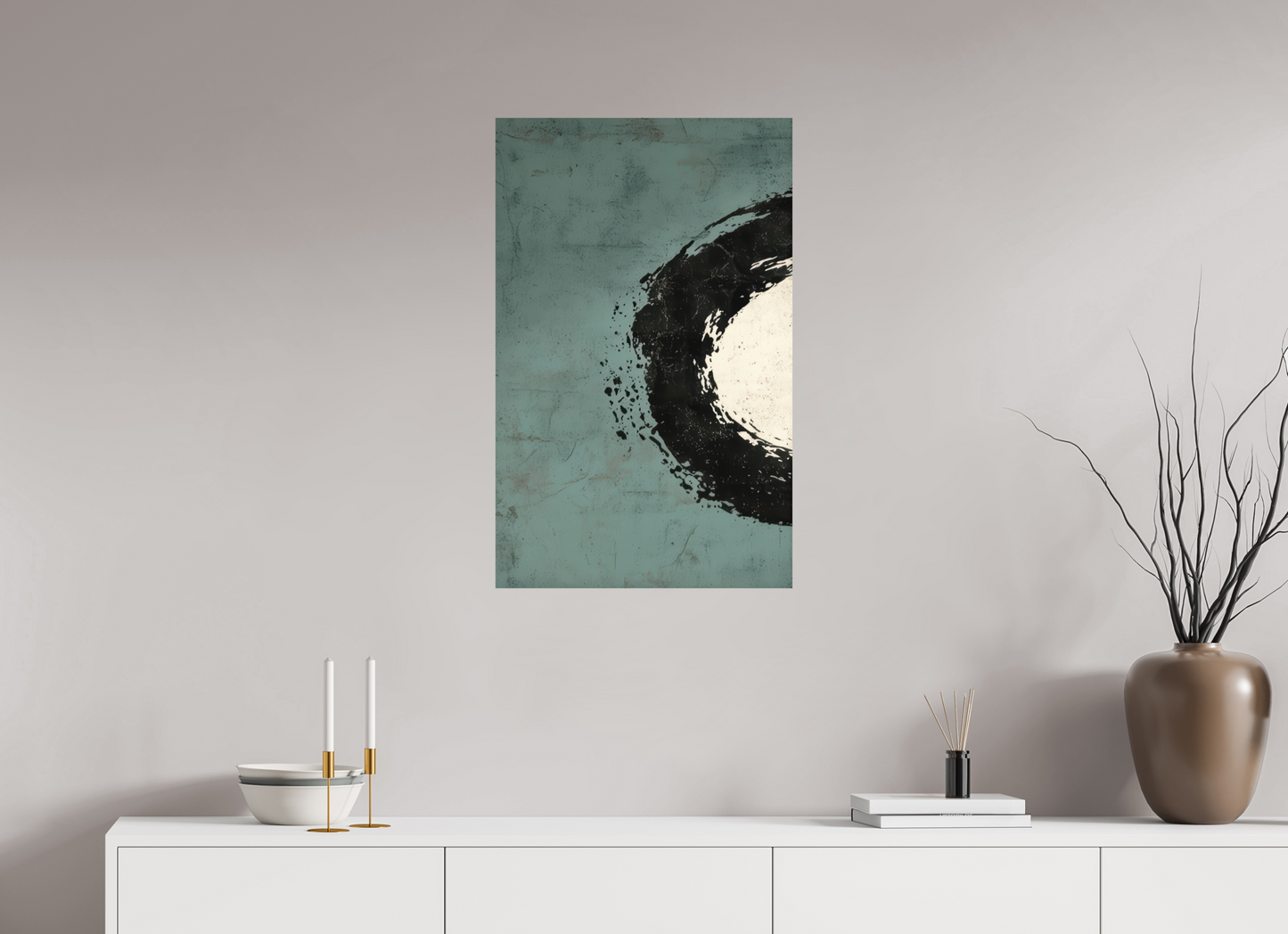 20 x 31.7″, Photo Print on Aluminum Backing Abstract Paint Brush Circle Left