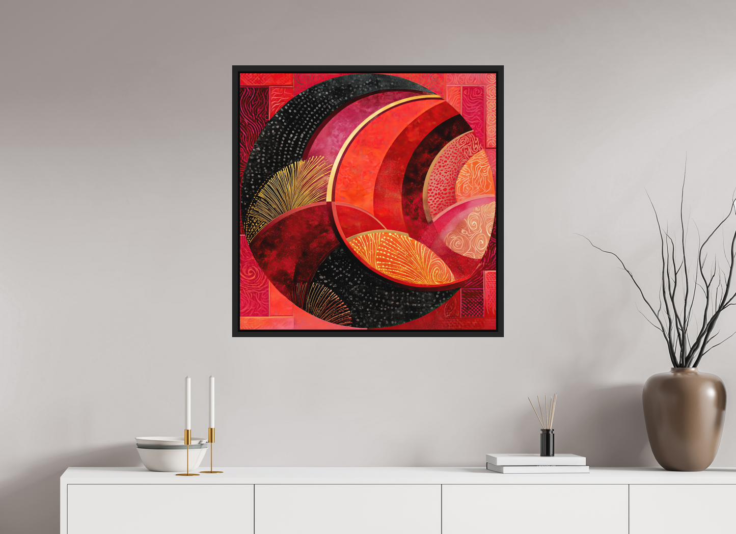30 x 30″, Photo Print on Aluminum Backing with boarder Art Deco Circle