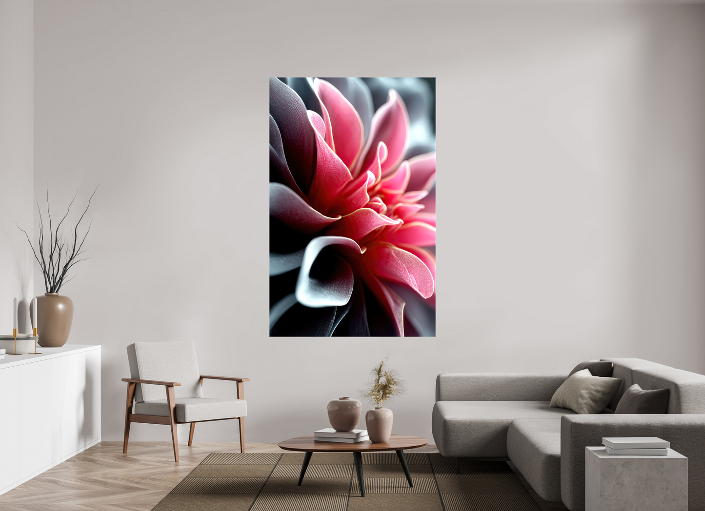 47 x 73.5″, Glossy Canvas Pink Flower