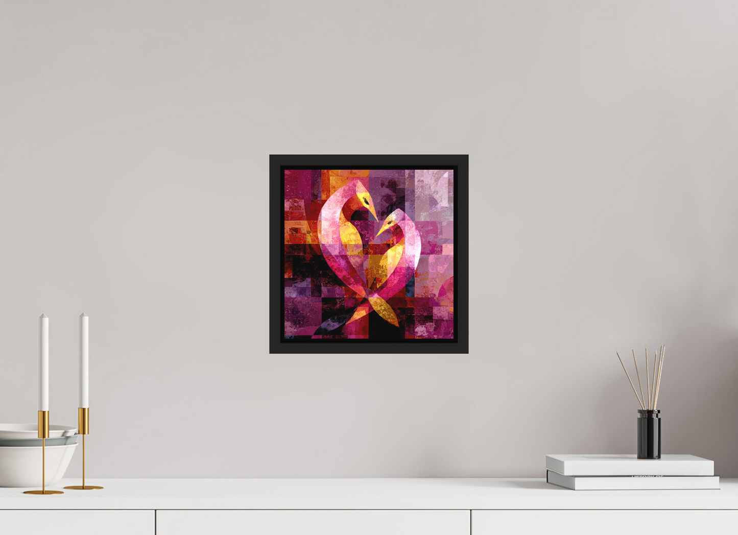10 x 10″, Photo Print on Aluminum Backing with boarder Love Birds