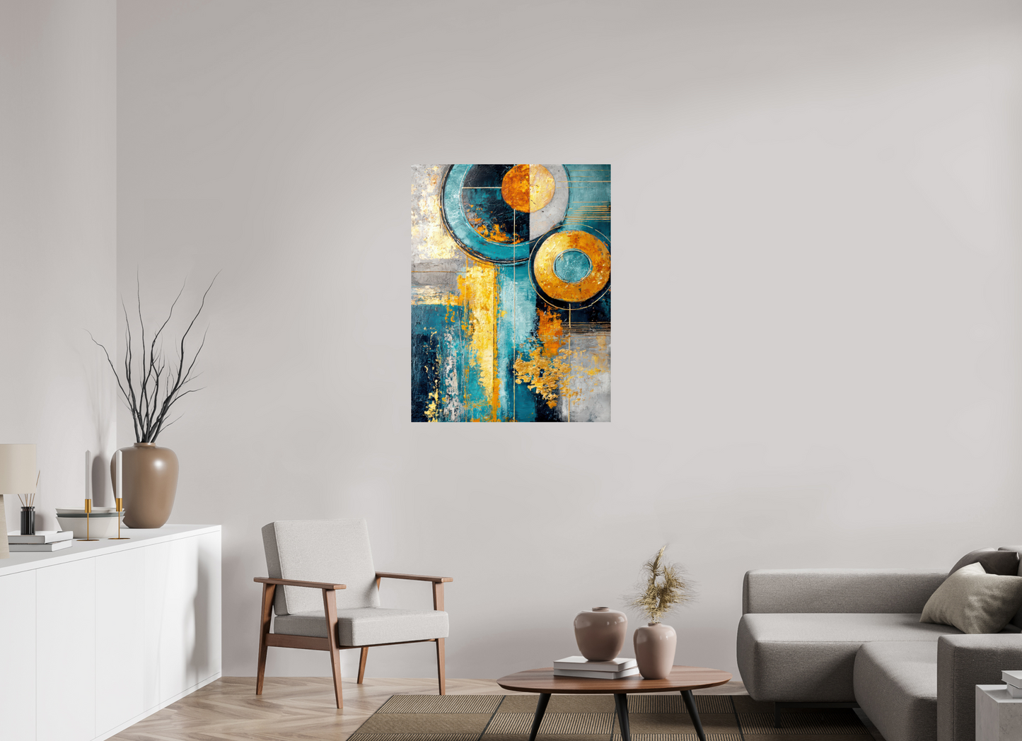 32 x 41.4″, Fine Art Print On Aluminum Dibond Abstract Gold Paint 3