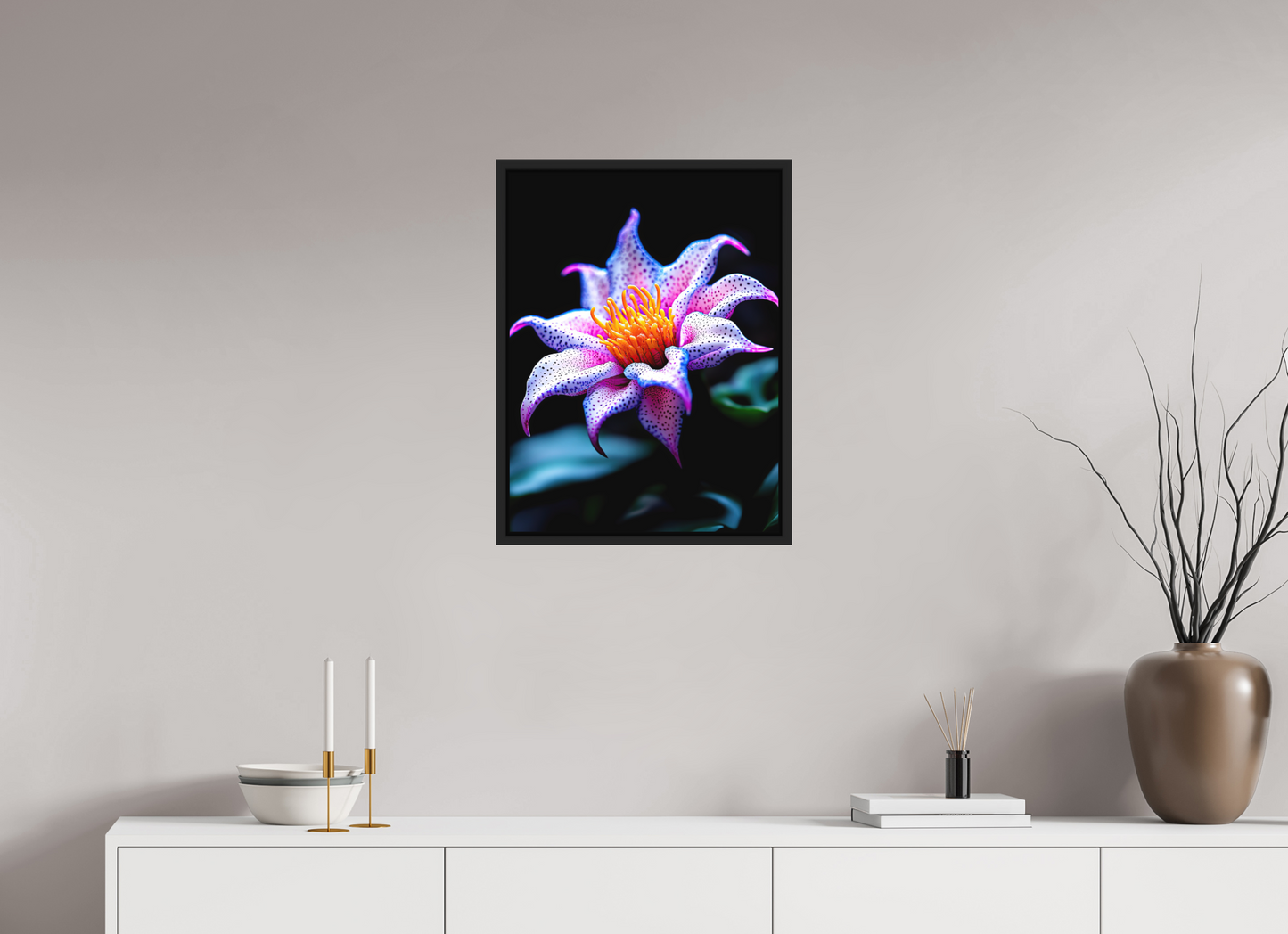 18 x 24″, Photo Print on Aluminum Backing with boarder Cotton Candy Flower