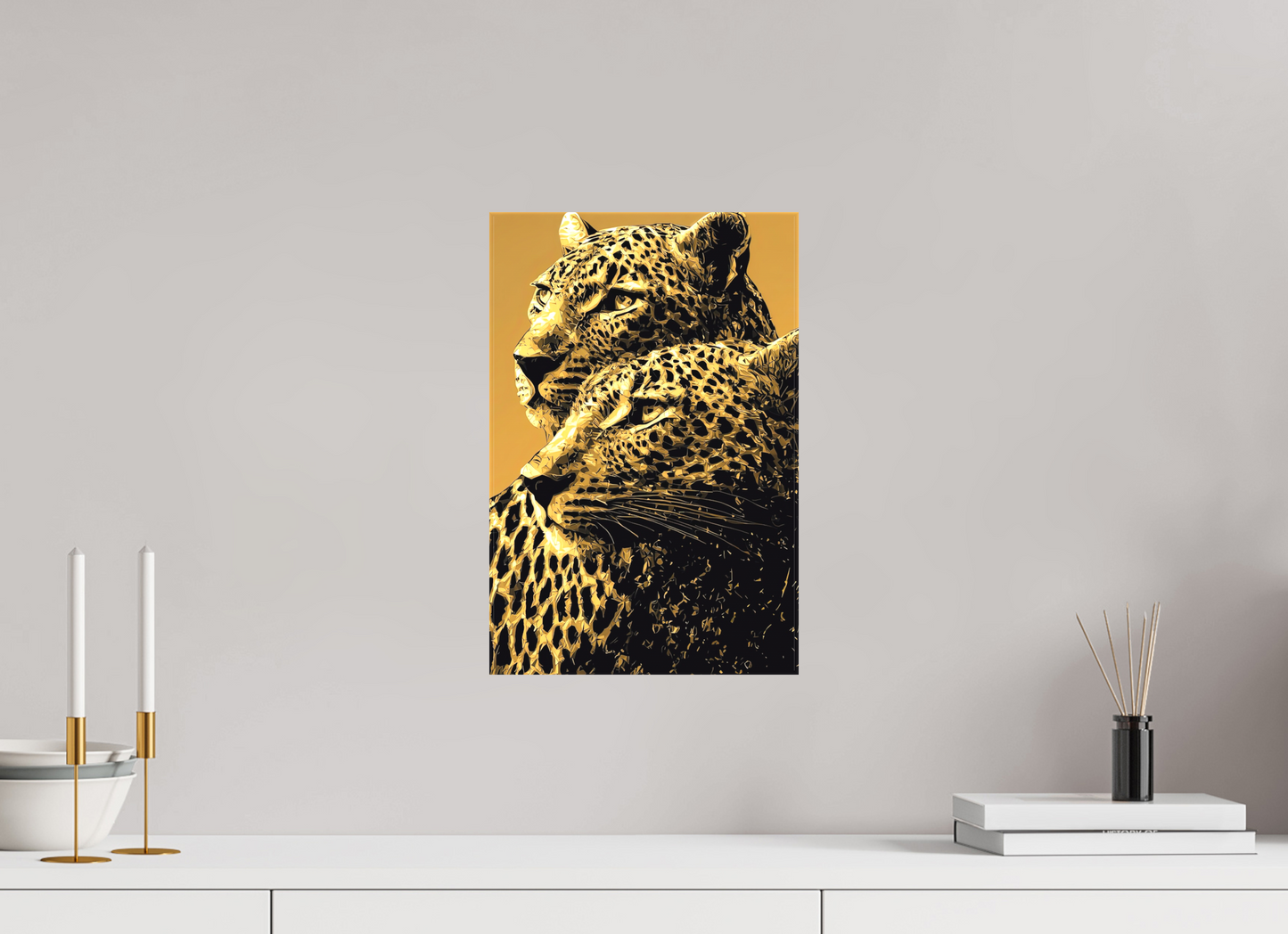 10 x 15.1″, Textile on Canvas Desert Cheetahs