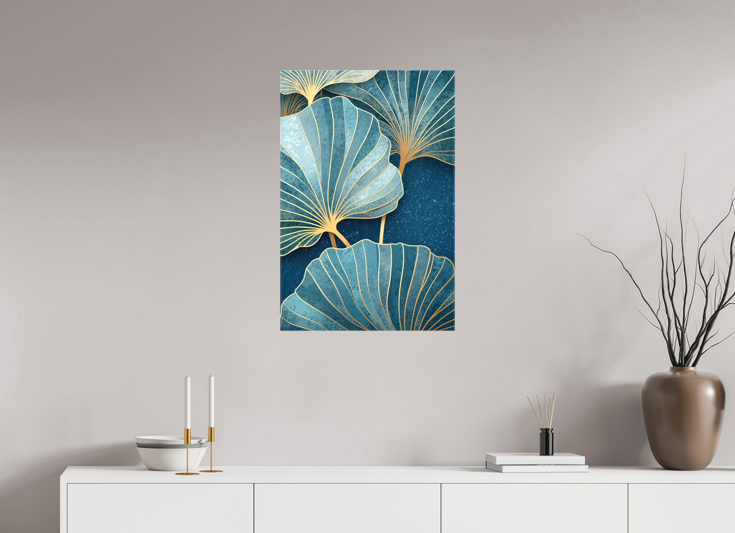 20 x 30″, Glossy Canvas Art Deco Flowers 2