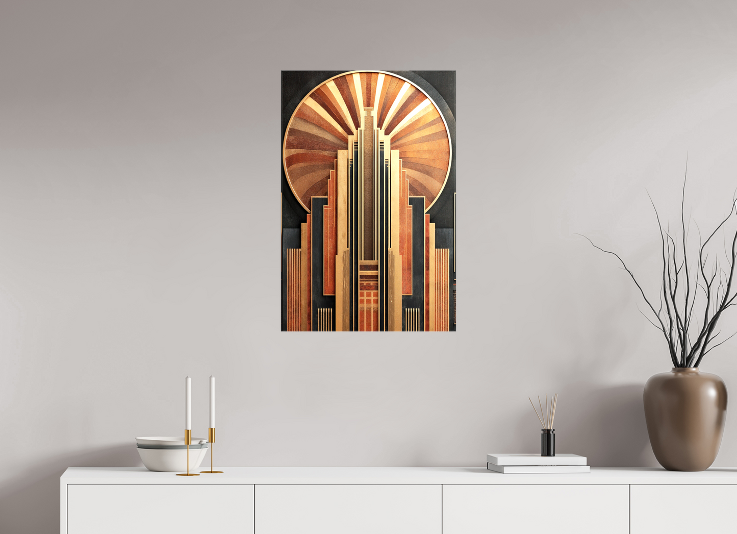 20 x 30″, Glossy Canvas Art Deco City 1