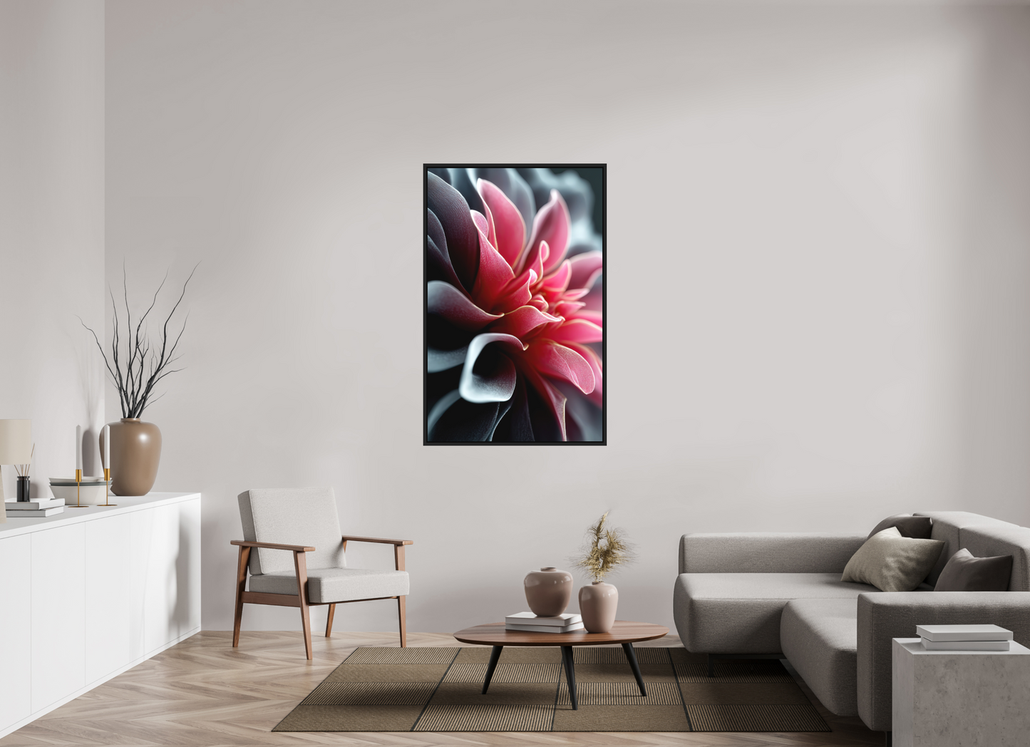 35 x 54.7″, Photo Print on Aluminum Backing with boarder Pink Flower