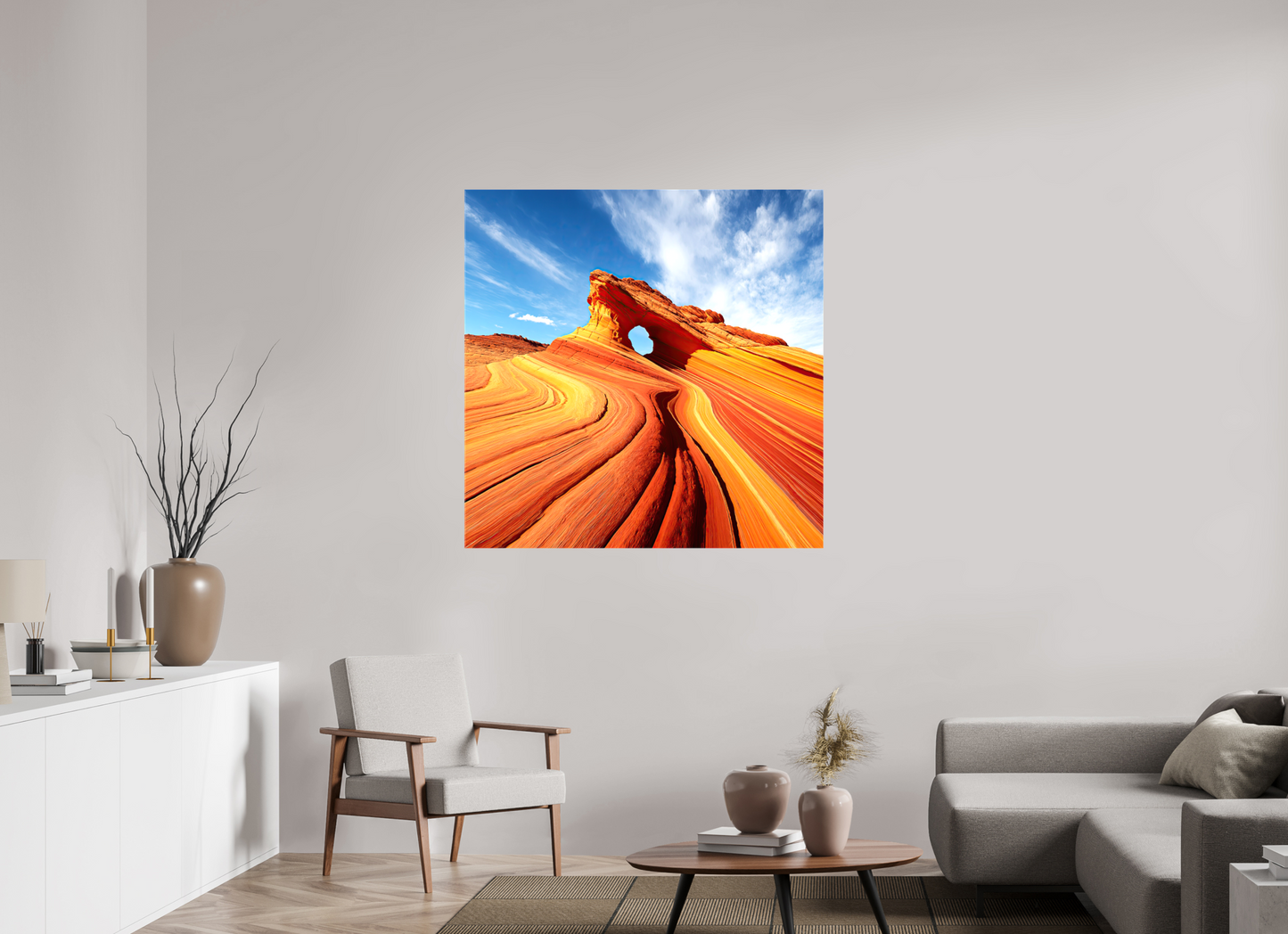 45 x 45″, Glossy Canvas Desert Rock Formation