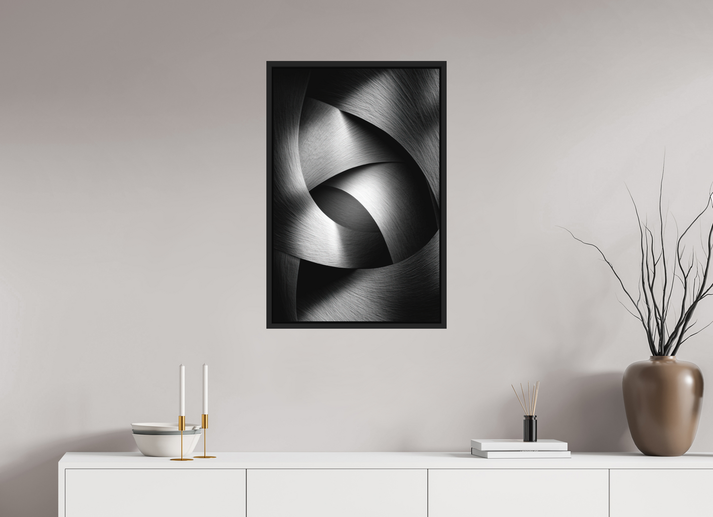 20 x 30.6″, Photo Print on Aluminum Backing with boarder Abstract B&W 4