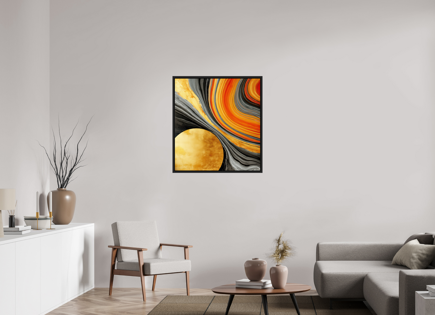 32 x 34.6″, Fine Art Print on Aluminum Dibond with Boarder Abstract Gold Geode
