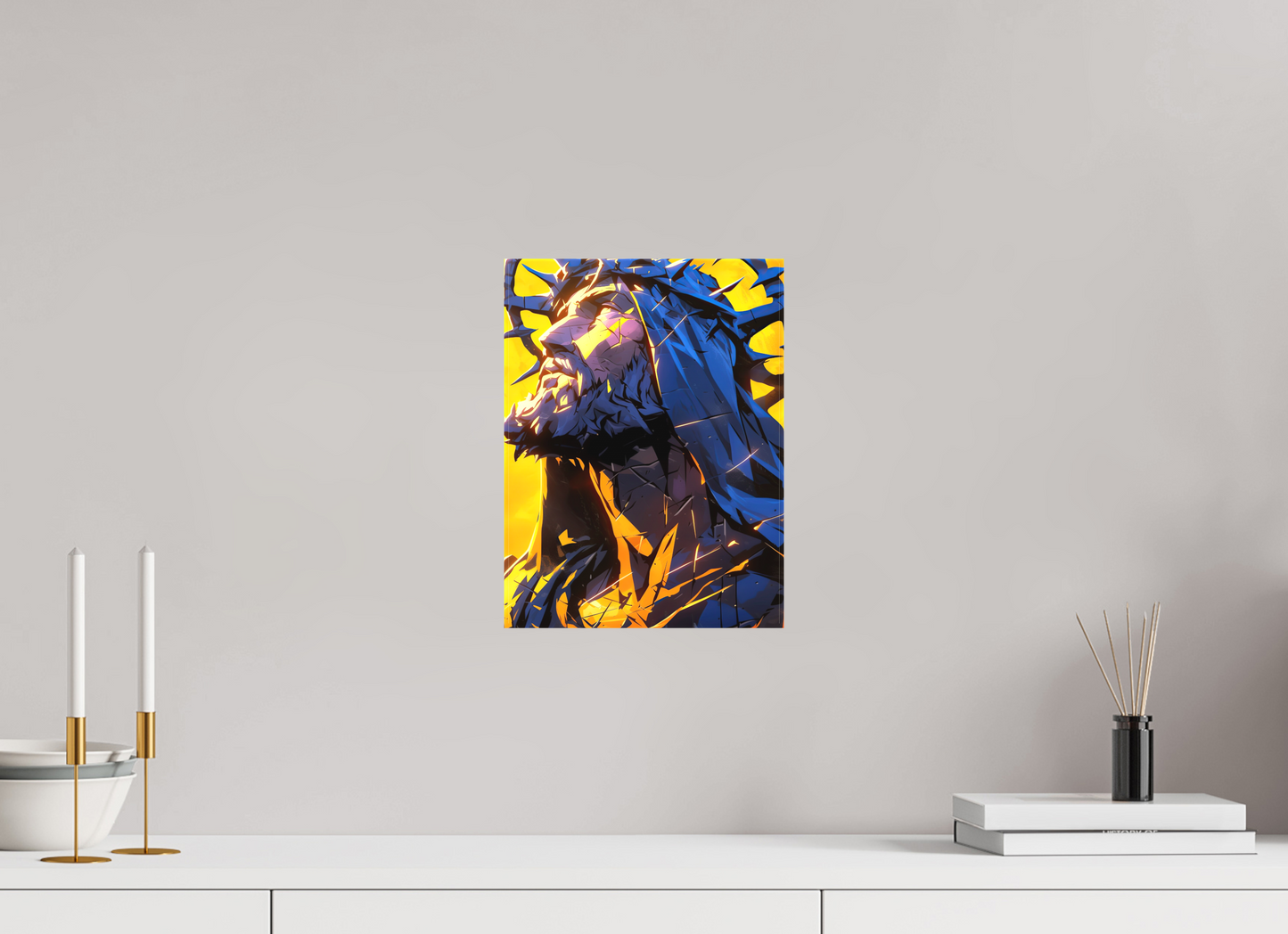 9 x 12″, Textile on Canvas Jesus