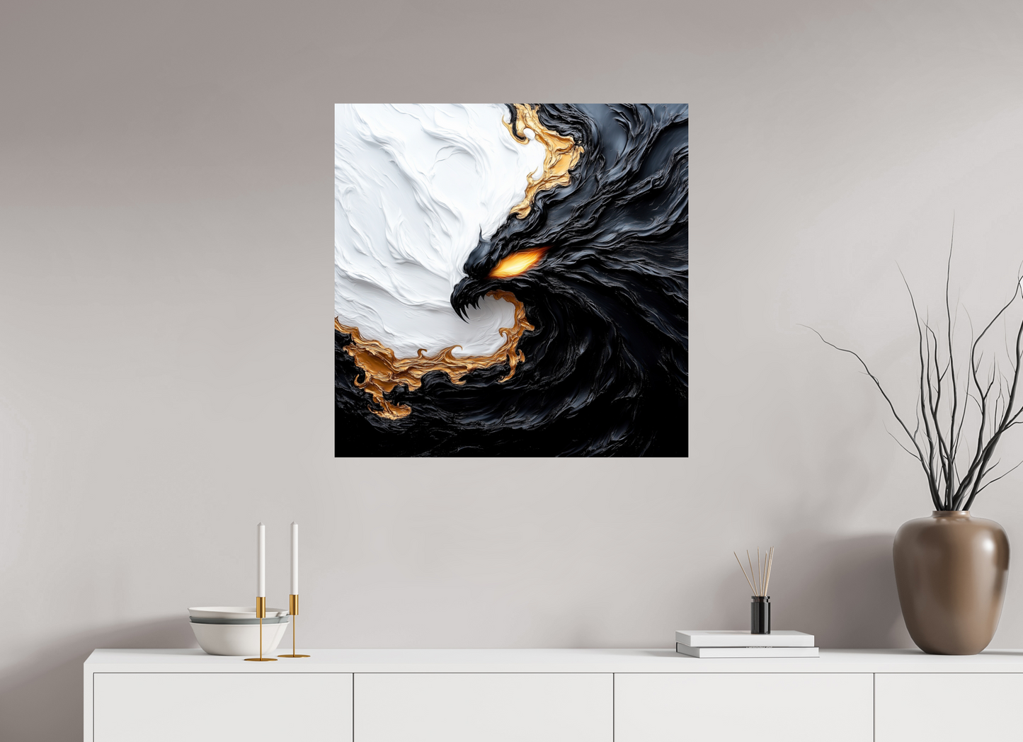 30 x 30″, Fine Art Print On Aluminum Dibond Yin Yang Bird