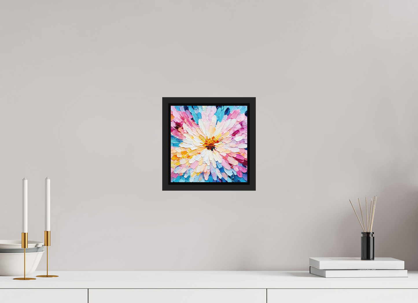 8 x 8″, Photo Print on Aluminum Backing with boarder Abstract Paint Flower